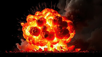 Wall Mural - Fire in the fireplace, explosion wallpaper, fire explosion wallpaper, atom bomb blast radius, bomb blast images, fire explosion on black screen background