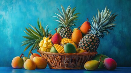 Wall Mural - Fresh Tropical Fruits Still Life