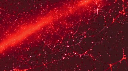 Sticker - abstract red network design with glowing lines and dots, conveying technology and connectivity.