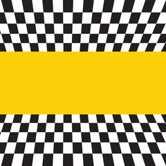 Wall Mural - Black and white checkered race yellow wallpaper