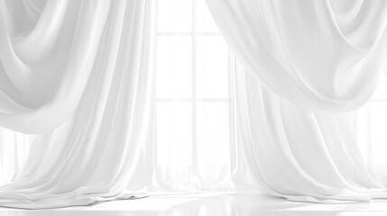 soft white curtains background for graphic design or wallpaper.