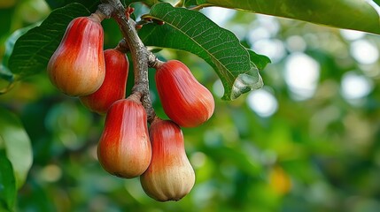 Wall Mural - Cashew fruits hanging on a branch