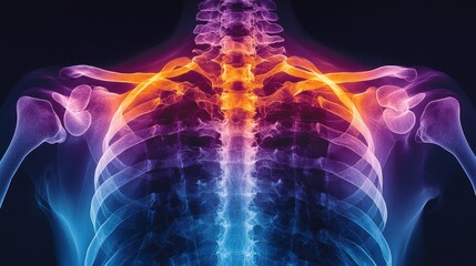 Wall Mural - An Xray image focusing on the upper body with the  0223 light, art, design, fractal, illustration, color, energy, smoke, pattern, motion, blue, wave, technology, purple, fire, texture, space, futurist