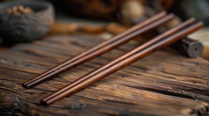 Traditional Wooden Chopsticks for Authentic Asian Cuisine - Close-Up Shot