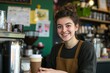 © Box Milk - A student working a part-time job at a coffee shop, serving drinks to customers with a friendly smile