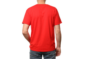 PNG, A guy in a red T-shirt, isolated on white background