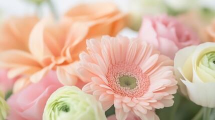 Canvas Print - A bouquet of flowers with a mix of pink and white flowers