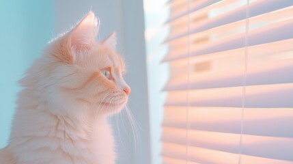 Wall Mural - A cat is looking out the window with its eyes closed