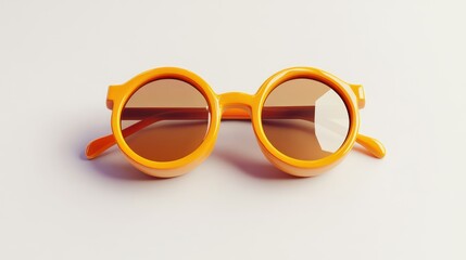 Poster - Orange Round Sunglasses on a White Background