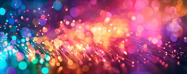 Wall Mural - Abstract Background with Colorful Bokeh and Fiber Optics