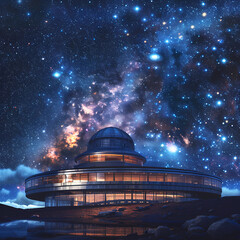 Wall Mural - gazing at the cosmos: interstellar observatory 3d rendering