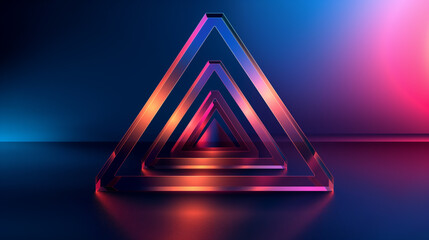 Wall Mural - A colorful triangle is displayed on a blue background