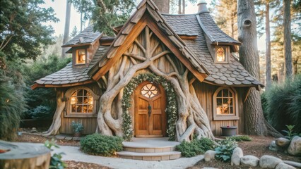 Sticker - Rustic Treehouse with Wooden Door and Windows