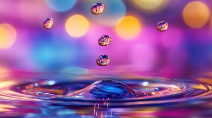 Wall Mural - Water Drop Splash with Vibrant Colors