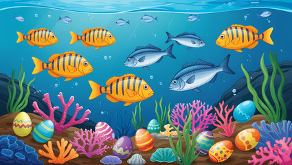 Wall Mural - Vibrant Marine Life Generative AI