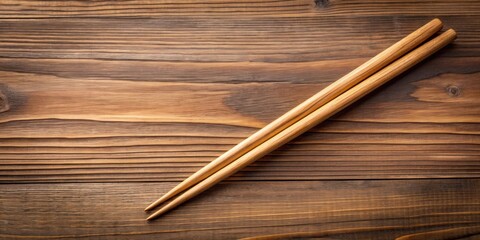 Pair of wooden chopsticks resting on a smooth wooden table, chopsticks, utensils, tableware, dining, oriental, Japanese