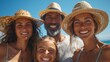 © Рудой Максим - Family enjoying a sunny beach day in summer with smiles and straw hats