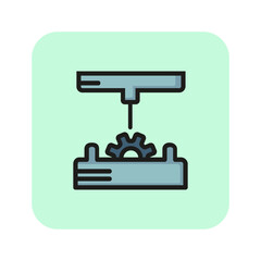 Canvas Print - 3d printer line icon. Industrial machine, mechanism, press machine. Printing industry concept. Vector can be used for topics like engineering, industry, technology