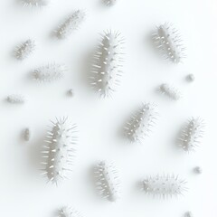 Poster - 3D Illustration of Colorful Bacteria on White Background