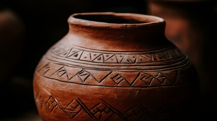 Poster - Clay Pot with Intricate Design.