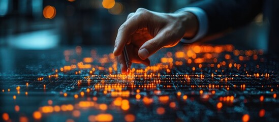 Hand Interacting with Digital Network