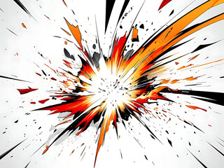 Wall Mural - Abstract Manga Motion Effects with Sharp Speed Lines, Powerful Action Graphics, and Bold Explosions on a Crisp White Background