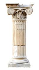 Ancient white Greek column isolated on white background