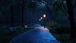 © wpw - A quiet park at twilight, where fatigue is reflected in the fading light, sleepiness in the soft shadows, and chronic exhaustion in the still air.