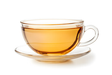 Glass tea cup isolated on white background