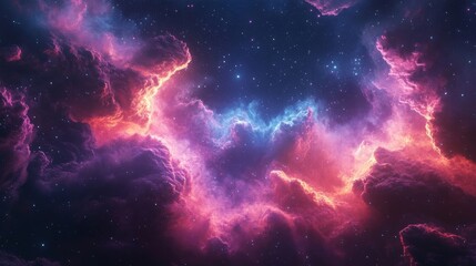 Colorful Nebula with Stars in Space