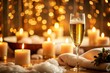 © Wanlop - luxurious spa experience champagne bubbles foaming on skin pampering indulgence sensual soft focus warm golden lighting tranquil serene peaceful relaxing atmosphere