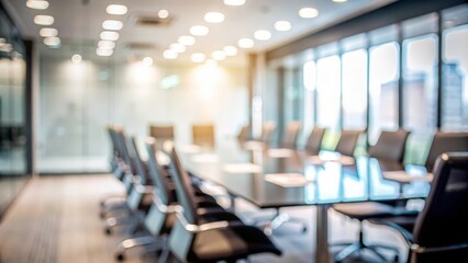 Blurry Professional Meeting Space - Soft-focus background of a professional meeting space with blurred elements.
