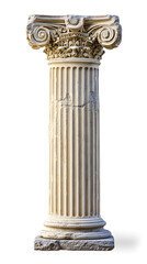 Ancient white Greek column isolated on white background