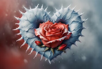 Poster - beautiful fresh rose on abstract background, symbol of love