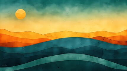 Wall Mural - sun and clouds illustration 