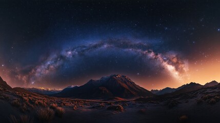 Sticker - Milky Way Arching Over Mountains at Night