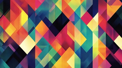 Canvas Print - Abstract Geometric Pattern with Overlapping Colorful Diamonds