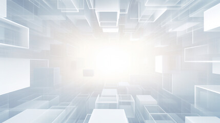 Wall Mural - White Digital futuristic square technology background.