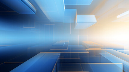 Wall Mural - Abstract blue Futuristic square digital Background