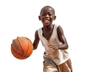 Wall Mural - Happy young African American basketball player, cut out