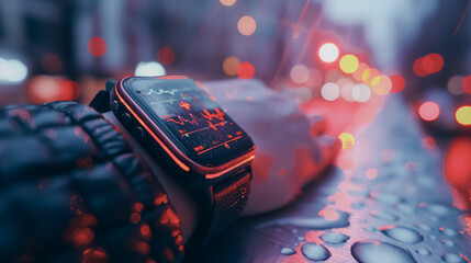 Wall Mural - a watch with a red face and a black band. the watch is on a person's wrist