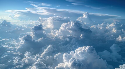 Poster - Visualize an aerial perspective of pileus clouds, forming like caps atop towering cumulus clouds during rapid updrafts.