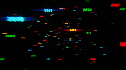 Poster - Neon Year Numbers in Motion on a Black Background