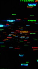 Aufkleber - Days of the Week in Neon Motion on Black Background