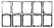© Impixdesign - Set of distressed overlay grunge frame silhouette or background with black texture and paint brush stroke for social media banner, poster, flyer or invitation card. Vintage torn paper frame pattern.