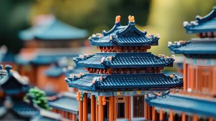 Close-up View of a Traditional Chinese Pagoda Model