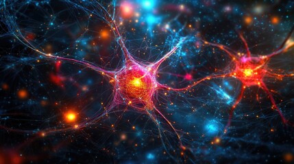 Wall Mural - Abstract Neuron Network Visualization