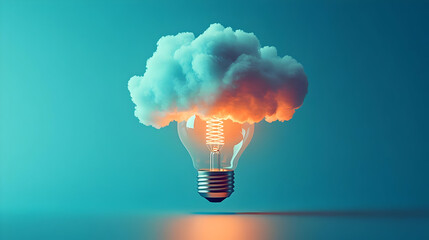 Wall Mural - A light bulb with a cloud above, symbolizing creativity and ideas.