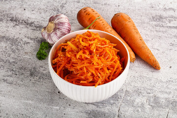 Korean carrot salad in the bowl