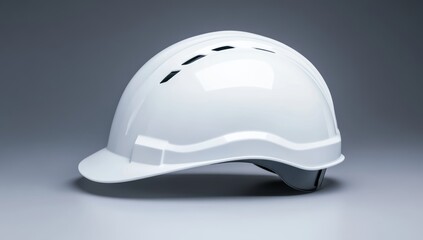 White construction helmet on a gray background